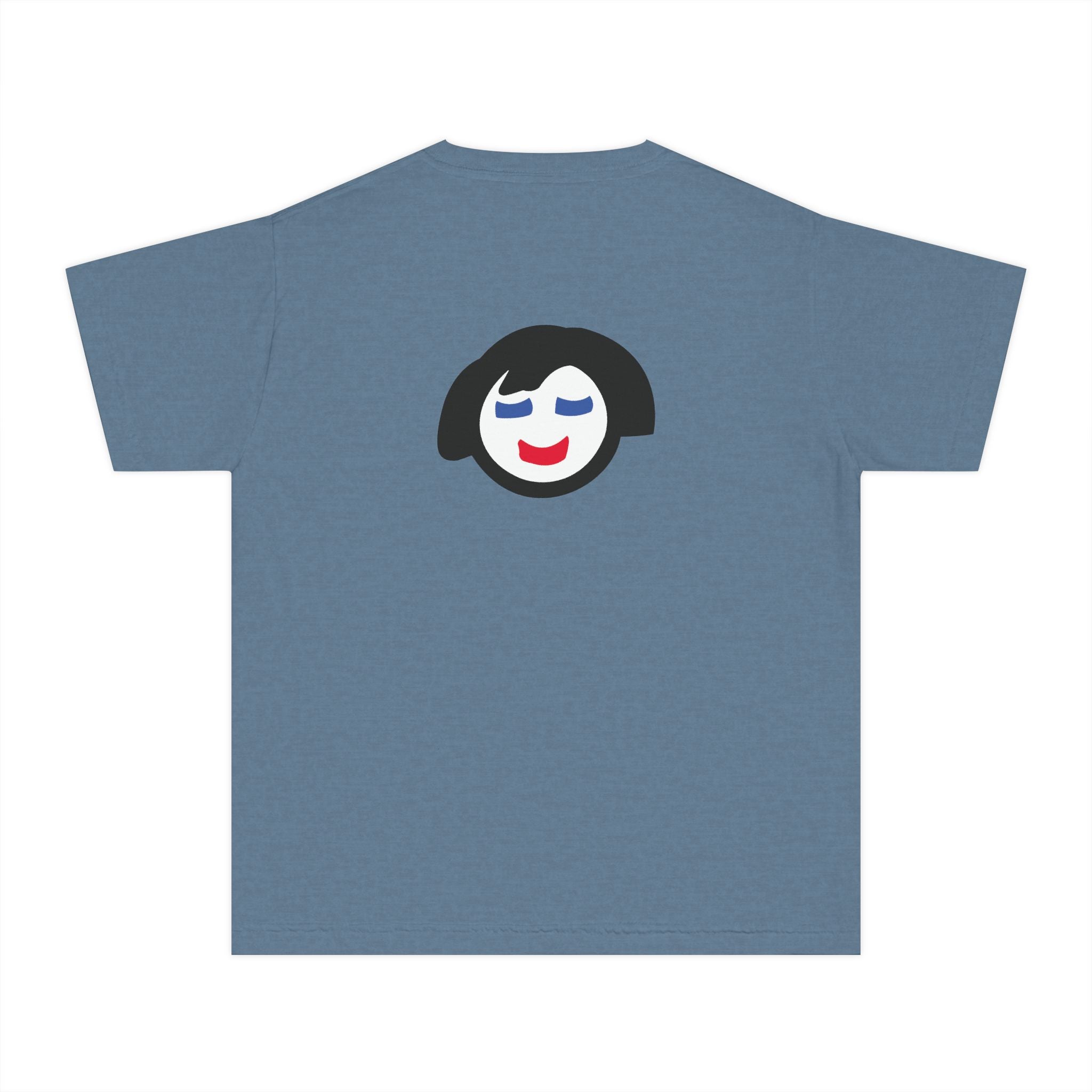 Smiling Face Graphic Youth Tee | Minimal Emoji Back Print