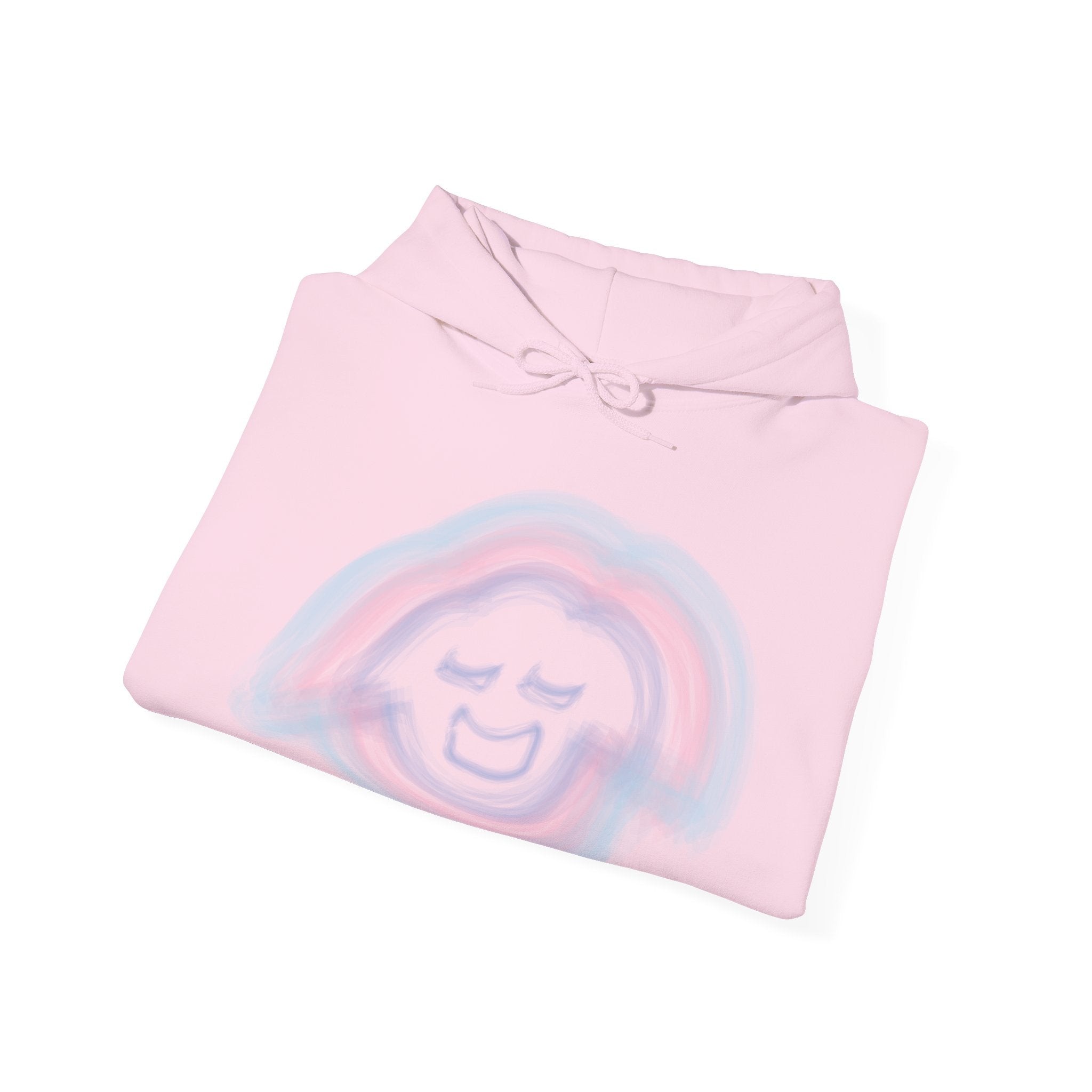 Smiling Rainbow Face JECKY FRANKINO Hoodie | Minimal Pastel Graphic Sweatshirt
