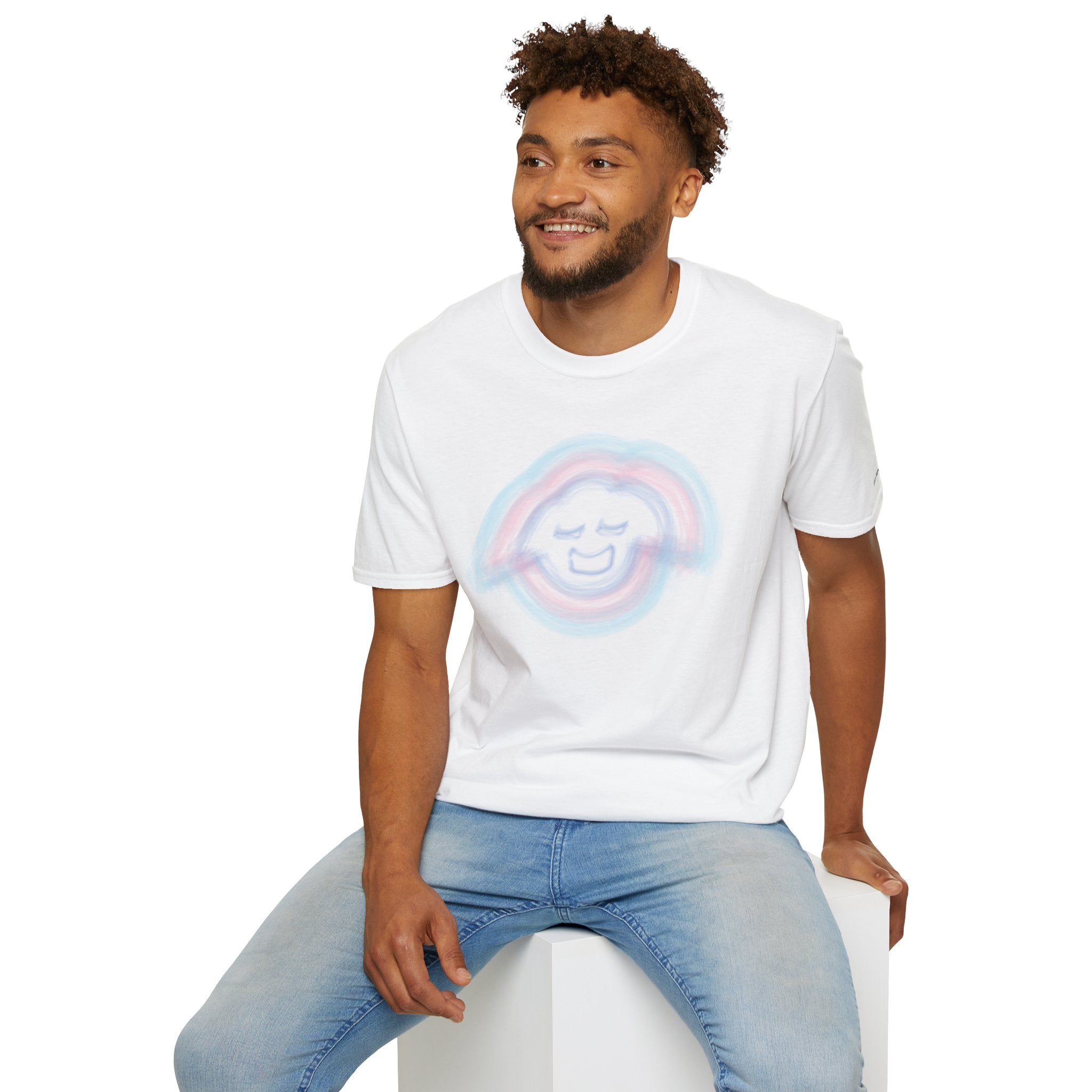 Smiling Rainbow Jecky Frankino Face T-Shirt | Pastel Vaporwave Smile Tee