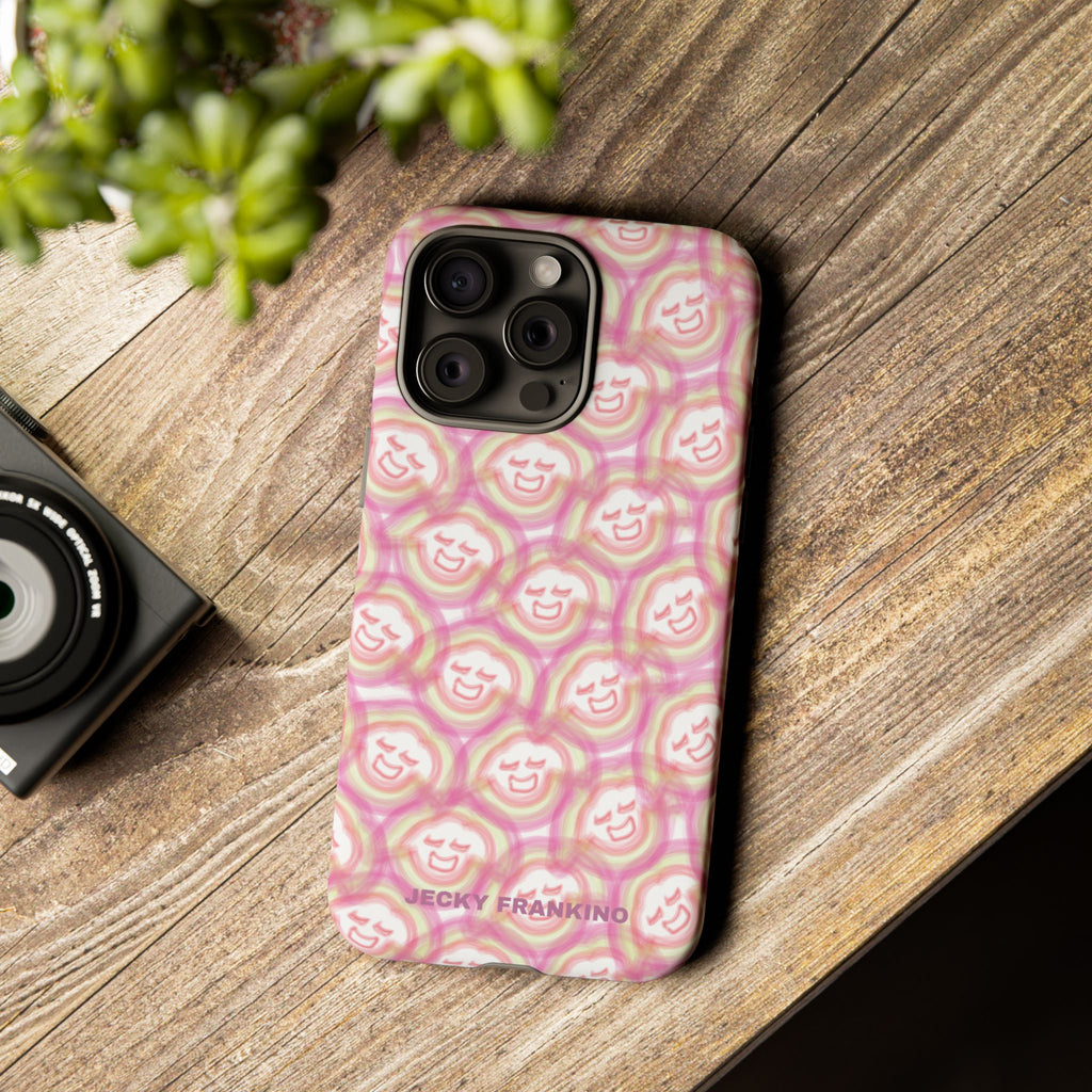 Pink Smiley JF Pattern Phone Case | Cute Repeating Emoji Design