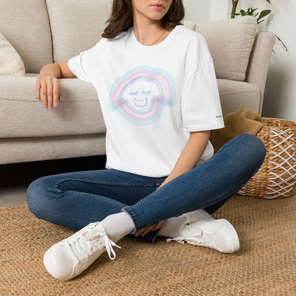 Smiling Rainbow Jecky Frankino Face T-Shirt | Pastel Vaporwave Smile Tee