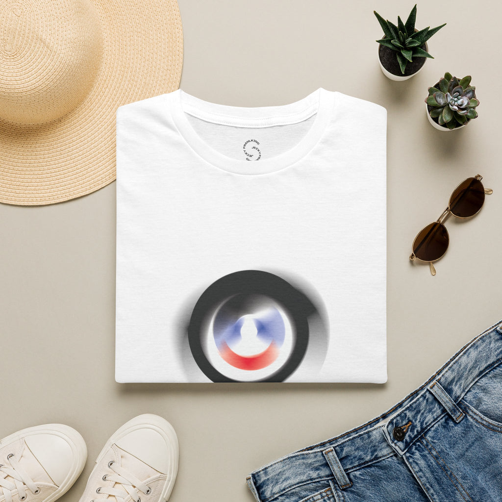 Abstract Color Swirl T-Shirt | Minimal Lens Circle Graphic