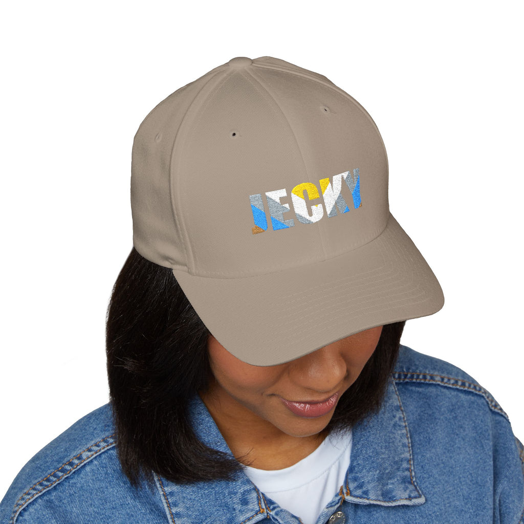 JECKY Text Patch Cap | Embroidered Baseball Hat, Winking Back Detail