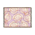 Smiling Face JF Pattern Woven Blanket | Pastel Abstract Smiley Throw