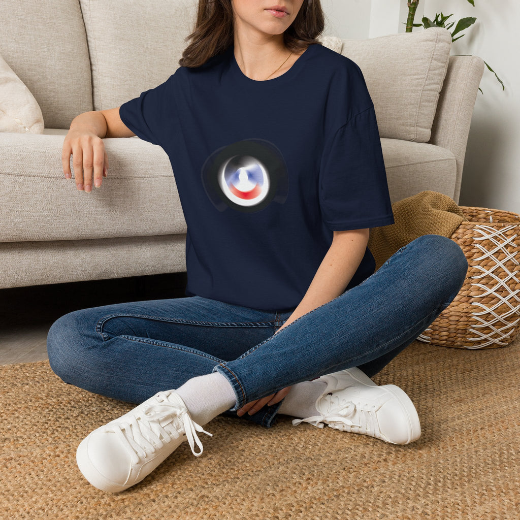 Abstract Color Swirl T-Shirt | Minimal Lens Circle Graphic