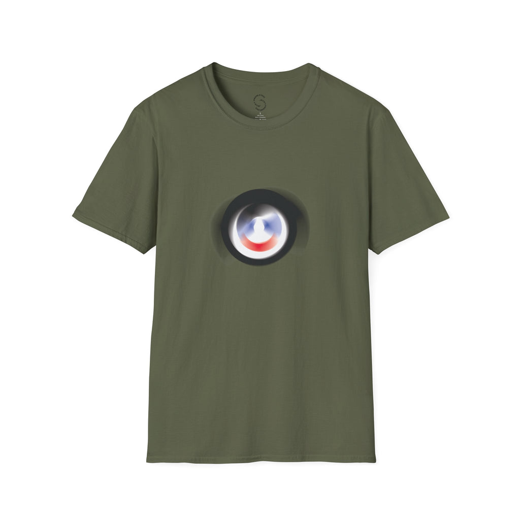 Abstract Color Swirl T-Shirt | Minimal Lens Circle Graphic