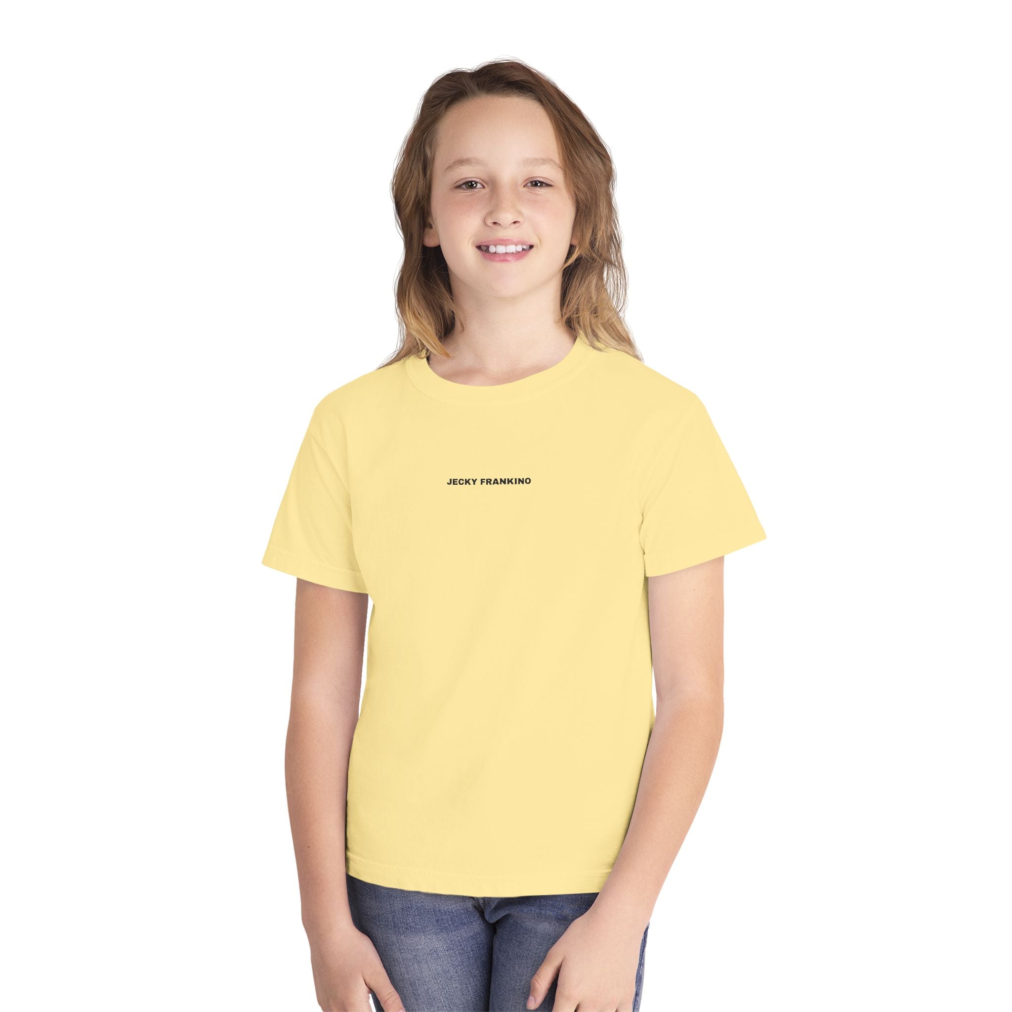 Smiling Face Graphic Youth Tee | Minimal Emoji Back Print