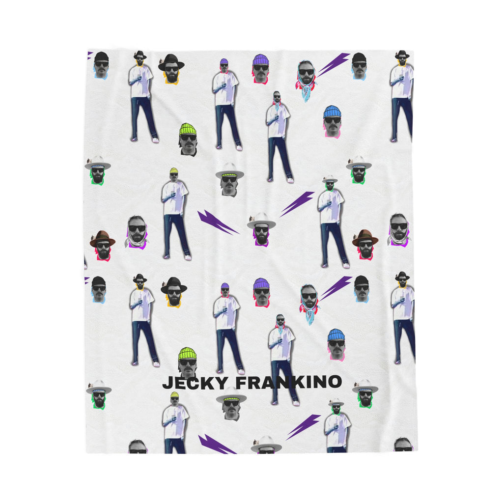 Jecky Frankino Pattern Velveteen Plush Blanket | Character Face Repeat Design