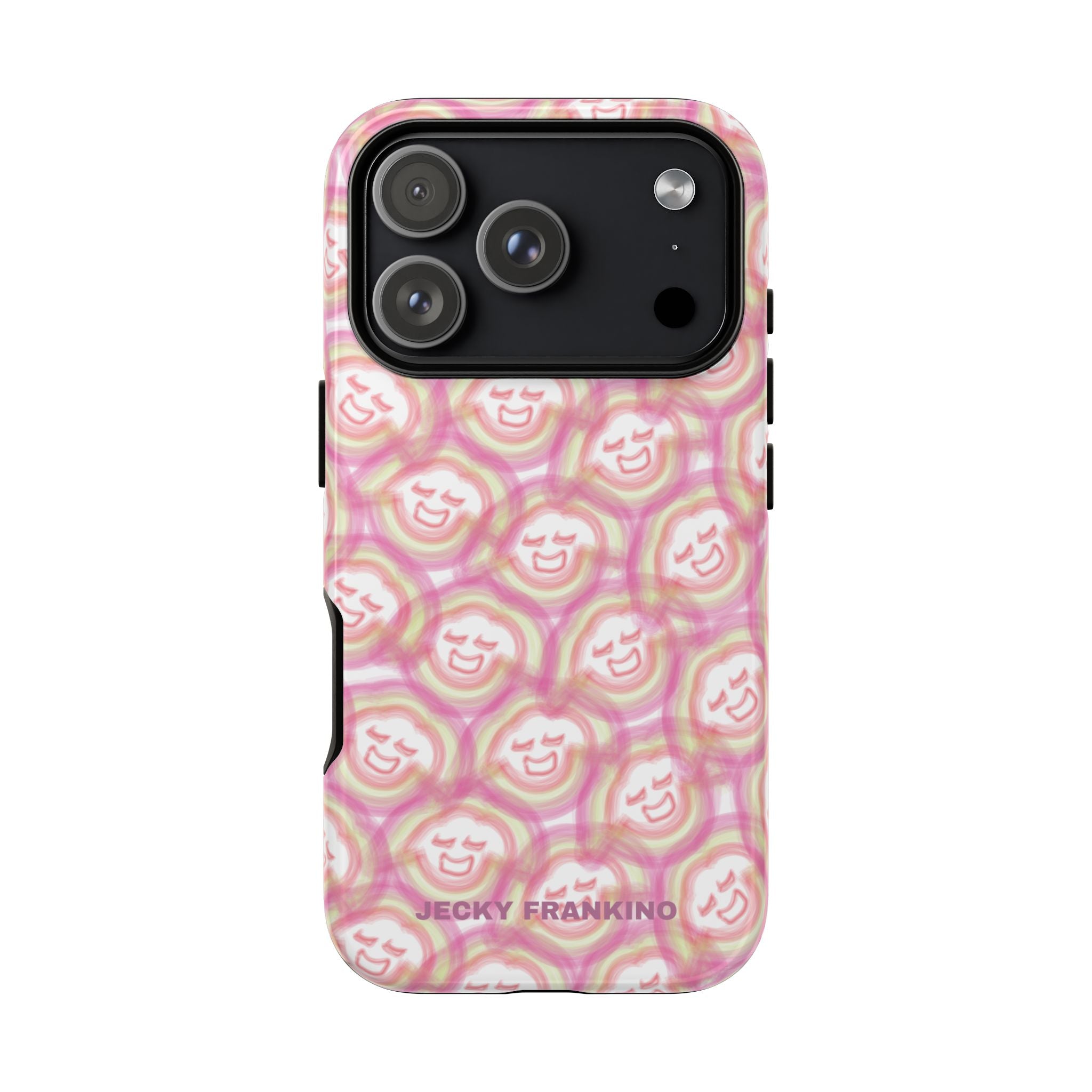 Pink Smiley JF Pattern Phone Case | Cute Repeating Emoji Design