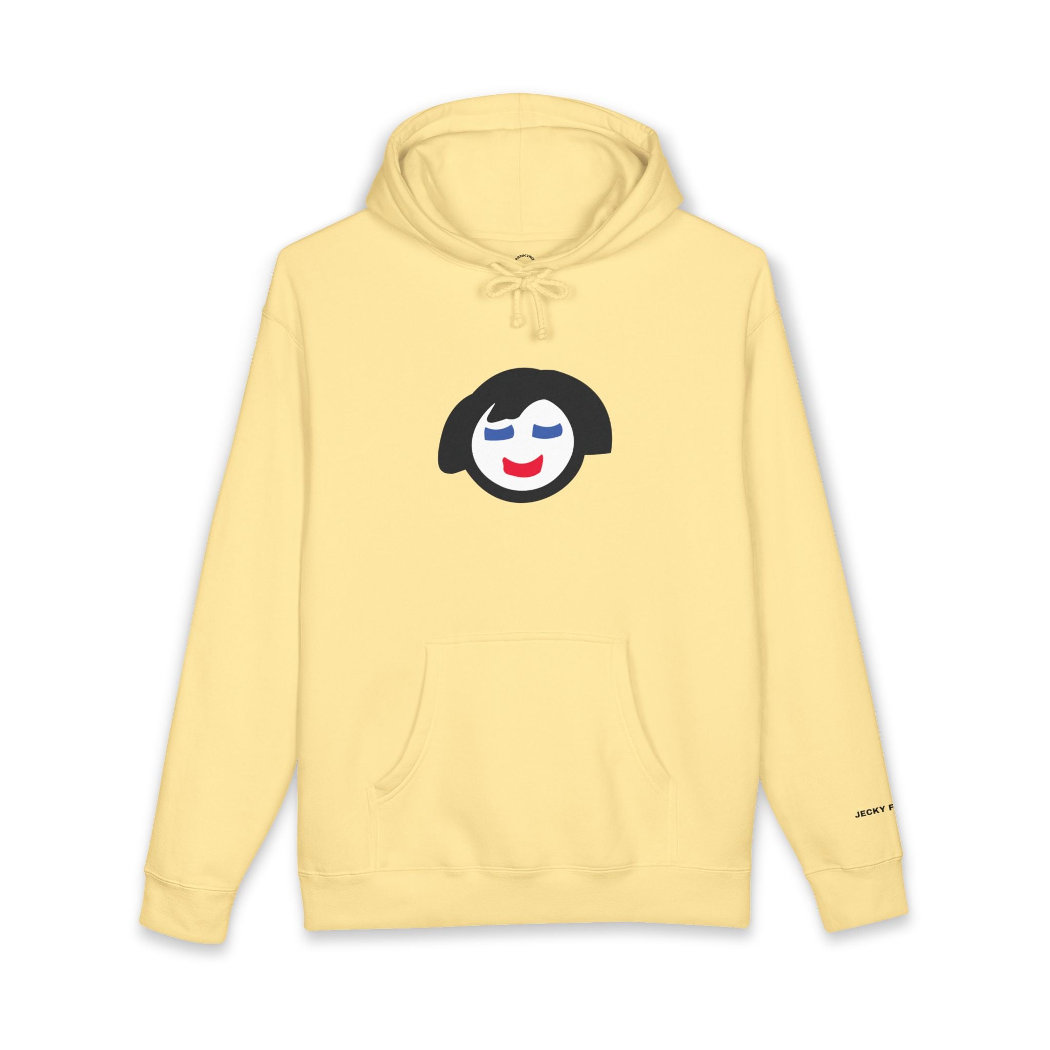 Smiling Face Graphic Hoodie | Minimal Portrait, White Hooded Sweatshirt