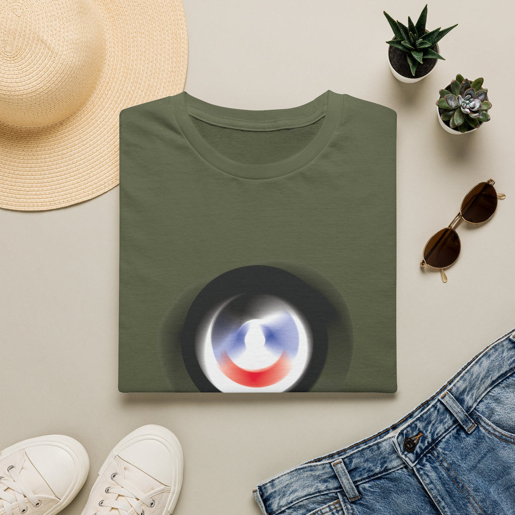 Abstract Color Swirl T-Shirt | Minimal Lens Circle Graphic